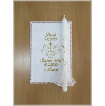 rouška Křestní sada vzor 11 - rouška, svíce, ozdoba