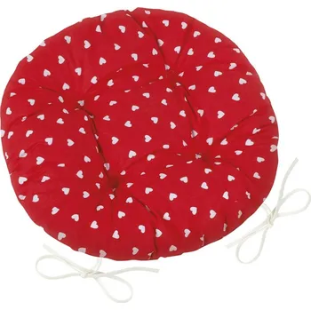 Bellatex Sedák Adéla kulatý prošívaný Srdíčka červená, 40 cm
