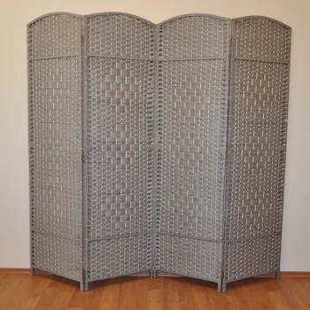 Paraván Nábytek PEGAS Paravan provázkový čtyřdílný barva světle šedá