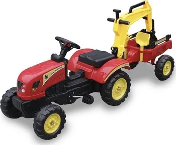 Dětské šlapadlo Šlapací traktor s přívěsem a lopatou červený