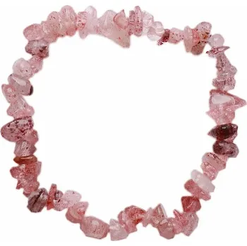 Náramek Křišťál jahodový náramek sekaný extra obvod cca 17 až 23 cm