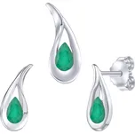 Stříbrný set šperků Daisy s pravým smaragdem - náušnice a přívěsek FWS15255ER