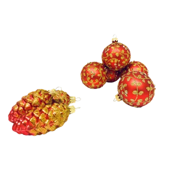 Vánoční ozdoba Irisa LUXUSNÍ SET Vánoční ozdoby ANITA - červené dekor větvičky , BOX 39 ks Velikost: 7 cm, Balení: 39ks, Barva: červená