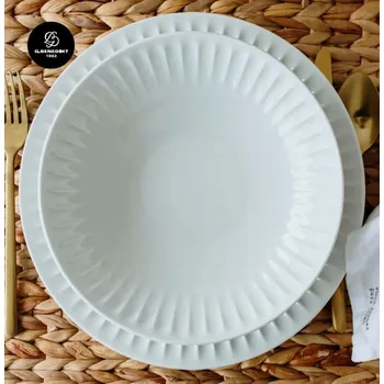 Talíř G. Benedikt Talířová souprava, bílá, Ribby, český porcelán, G. Benedikt, 18 d.