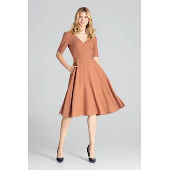 Dámské šaty Elegantní šaty M673 Brown Velikost: XL