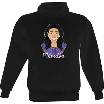 Pánská mikina Pánská mikina s kapucí s potiskem Pánská černá mikina s kapucí Marcelka pánské