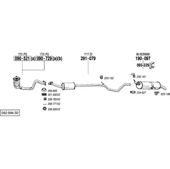 Zadní díl výfuku zadní tlumič výfuku Polmostrow 190097P, náhrada za Bosal 190-097