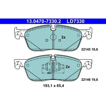 Brzdová destička Sada brzdových destiček, kotoučová brzda ATE 13.0470-7330.2