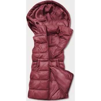 Dámská vesta Teplá dámská vesta ve vínové bordó barvě z eko kůže (D-3231-67) odstíny červené XXL (44)