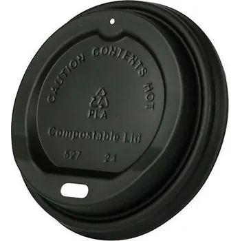 Jednorázové nádobí Gastro obaly Víčko cPLA černé ke kelímku na kávu 8oz (min. počet 1000ks)