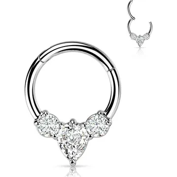 Piercing Segment kruh se zirkony, cartilage piercing 1,2 x 8 mm