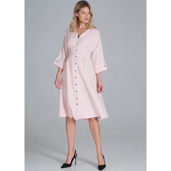 Dámské šaty Světle růžové retro šaty s knoflíky M843 Light Pink Velikost: M