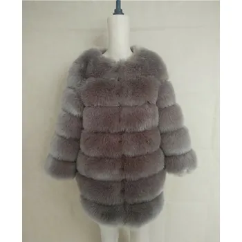 Dámská parka Masivní kožich dámská kožešinová bunda Barva: Šedá, Velikost: 3XL