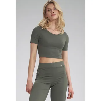 Khaki crop top M748 Khaki Velikost: XL