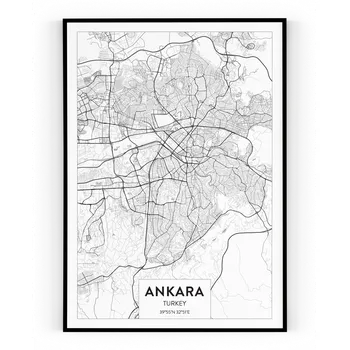 Plakát Plakát / Obraz Mapa Ankara Pololesklý saténový papír A4 - 21 x 29,7 cm