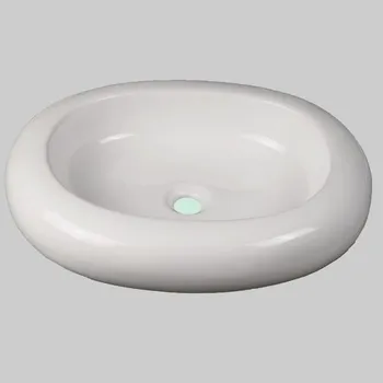 Umyvadlo BESTECO Nela II Keramické Umyvadlo na Desku, Obdélníkové se zaoblenými rohy, Bílá Lesklá, Tenká hrana, 57x48 cm