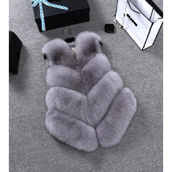 Dámská vesta Prošívaná chlupatá vesta plyšový kožich Barva: Šedá, Velikost: 3XL