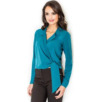 Dámská halenka Zelená halenka s ozdobnou mašlí M432 Velikost: M