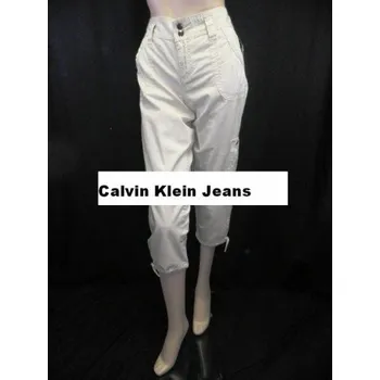 Dámské kalhoty Calvin Klein Jeans dámské capri kalhoty WG11W150 bílé Velikost: M