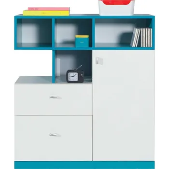 Dětská skříň Meblar Komoda Mobi MO9 Barva: bílá lux + tyrkys