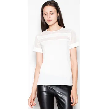 Dámská halenka Smetanová halenka s průsvitnými pásy VT007 Ecru Velikost: XL