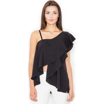 Dámská halenka Černá halenka s volánkem M479 Velikost: S