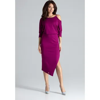 Dámské šaty Půvabné šaty s výkrojky na ramenou K479 Fuchsia Velikost: 2XL