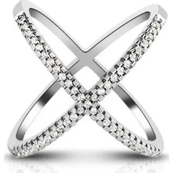 Prsten BRUNOshop.cz Stříbrný prsten PŘEKŘÍŽENÝ se zirkony Velikost: 7 (EU: 54 - 56)