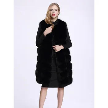 Dámská vesta Prošívaná kožešinová vesta chlupatý kožich Barva: Černá, Velikost: 4XL