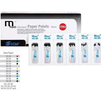 Dentální hygiena VDW Mtwo papírové čepy, 144 ks Varianta: 40/06 29 mm