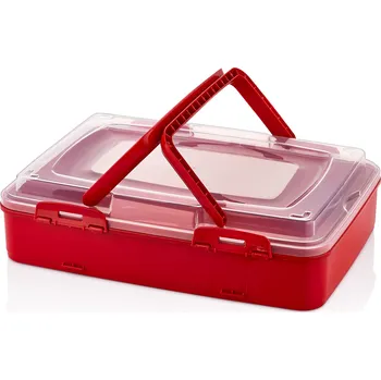 Dóza na potraviny Herzberg Cooking Jednopatrová krabice na pečivo Herzberg pro přenášení s sebou červená