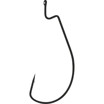 Rybářský háček Mistrall offsetový háček Wide worm s očkem 8 black nickel 10ks
