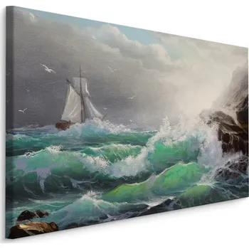 Obraz Plátno Plachetnice S Mořem A Vlnami Varianta: 30x20