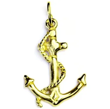 Přívěsek Zlatý přívěsek kotva , žluté i bílé zlato - P 414 (zlatá kotva)