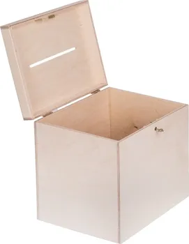 Dárková krabička Dřevěný box na svatební přání na klíč 30 x 29 x 25 cm přírodní