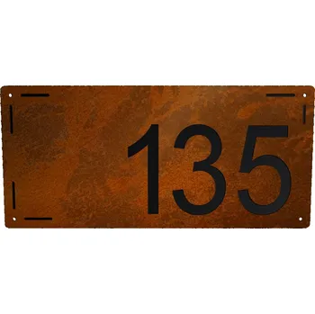 Domovní cedule Cortenové domovní číslo tabulka 3c - s černým podkladem Velikost: 21 x 10 cm (M)