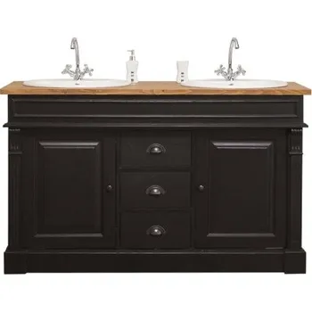 Koupelnový nábytek Skříňka pro 2 umyvadla Ava 4001 - černá/hnědá