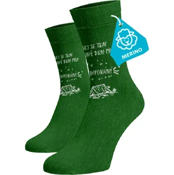 Pánské ponožky Veselé vysoké merino ponožky - kempování 45-46