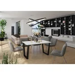 Bílý jídelní stůl Cyril FALCO 67x138 cm, odolná lamino deska, kovové nohy