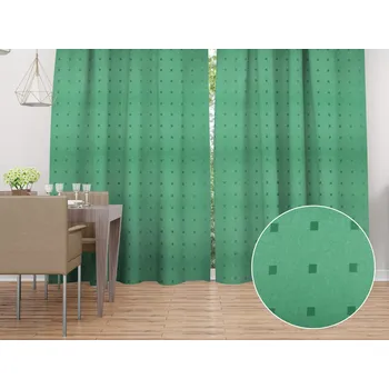 ubrus Dekorační závěs PM-022 Čtverečky na zeleném 140x140 cm