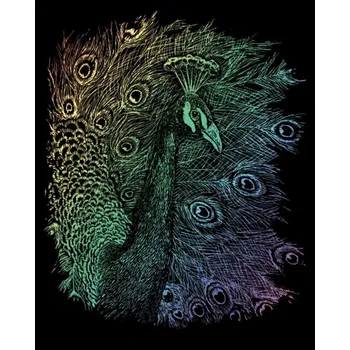 Puzzle Duhový škrabací obrázek Páv