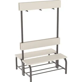 Šatní lavice s věšákovou stěnou, oboustranná, 100 cm, hnědá, laminovaná dřevotříska