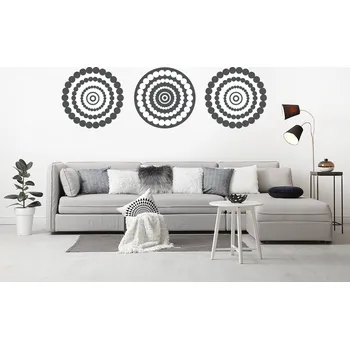 Samolepící dekorace Kruhy z kroužků samolepky na zeď 3 ks kruh každý 50 x 50 cm