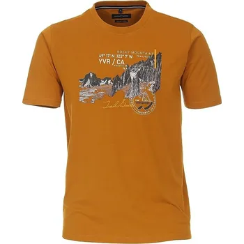 Pánské tričko Pánské tričko Casa Moda 4XL - 6XL krátký rukáv okrové s potiskem Casa Moda - 6XL