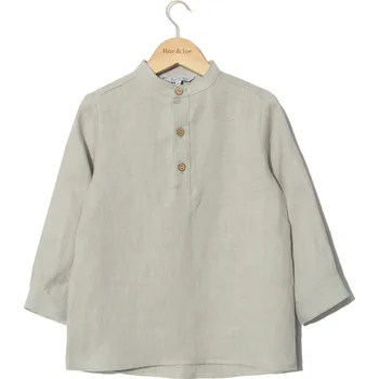 Pánská košile Roe Joe Roe&Joe Lněná košile s korejským límečkem - šedá Velikost: 110 / 5 let