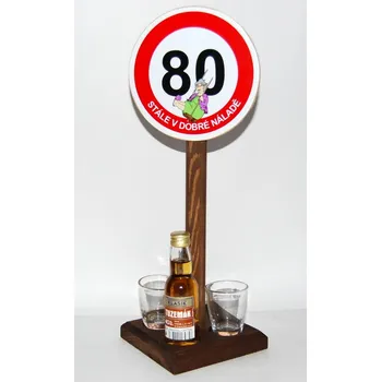 Žertovný předmět Značka s panáky a flaštičkou k výročí narození věk: 80 - žena