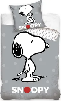 Ložní povlečení Carbotex Snoopy šedé 140 x 200, 70 x 90 cm zipový uzávěr