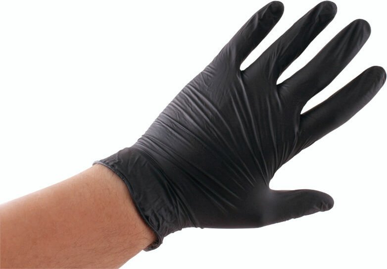 Rukavice nitrilové - pro styk s potravinami 100ks černé, bezpudrové, vel. S