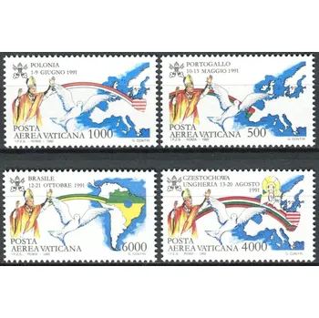 Poštovní známka (1992) MiNr. 1071 - 1074 ** - Vatikán - Světové cesty papeže Jana Pavla II. (1991)