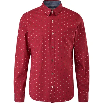 Pánské tričko s.Oliver pánská košile se vzorem slim fit dlouhý rukáv vínová Velikost: L